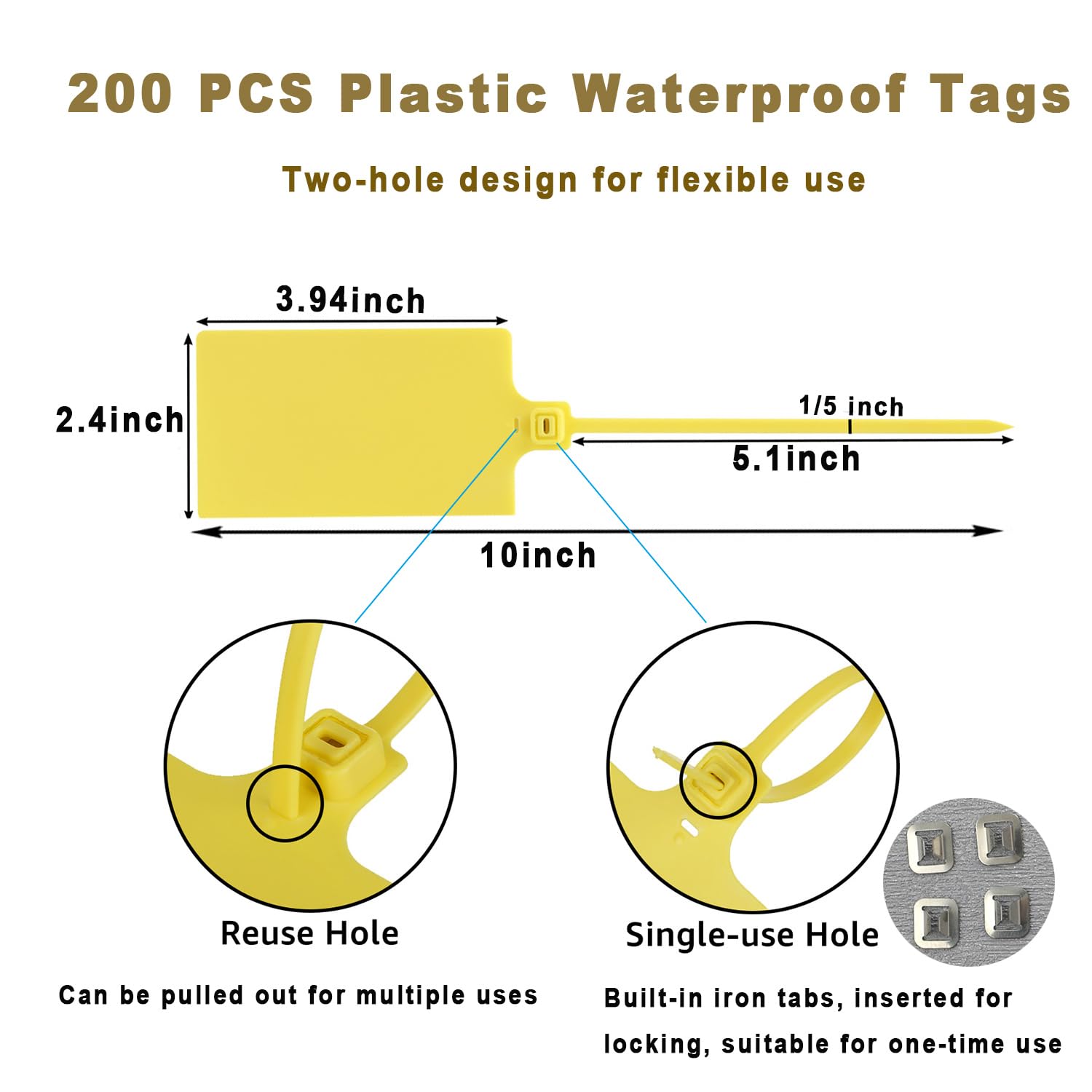 Acrux7 200 etichette in plastica per etichettatura, impermeabili, etichette in plastica per spedizioni, etichette scrivibili, etichette vuote da appendere per logistica, etichette per bagagli,