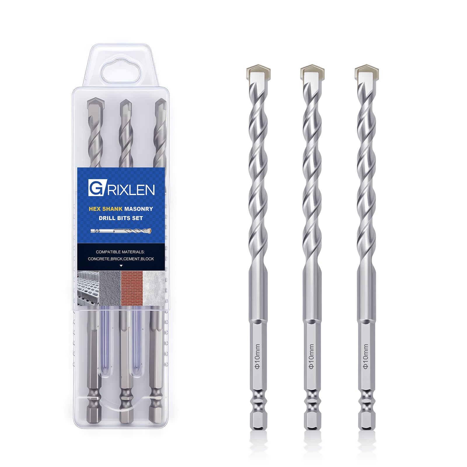 GRIXLEN Masonry Drill Bits - 3 Pack -1