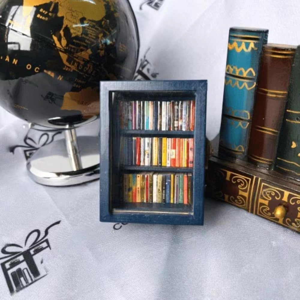 Generic Pocket Anxiety Bookshelf, Shake Away Your Anxiety, Stress Reliever, Wooden Pocket Anxiety Bookshelf,with 60Pcs Miniature Book (2 Pcs)