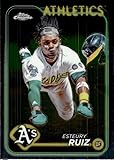2024 TOPPS CHROME #241 ESTEURY RUIZ ATHLETICS BASEBALL OFFICIAL TRADING CARD OF MLB