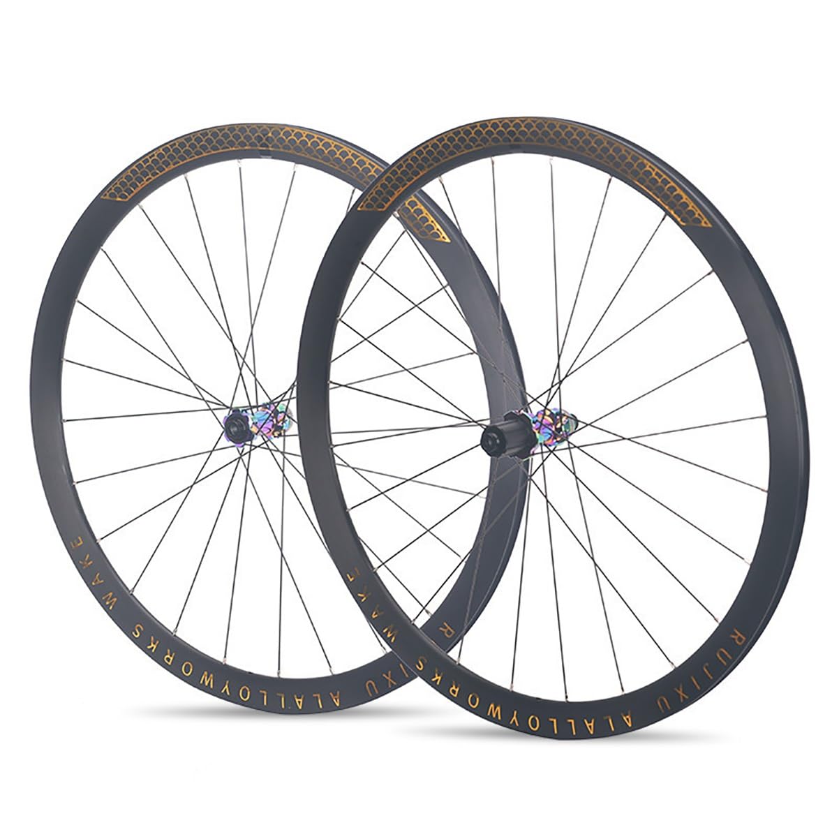 ZXGSXIOU 700C Road Bikes Wheelset Aluminum Alloy 38MM Gravel Bike Front Rear Wheel Disc Brake Thru Axle 24H Hubs For 8-12 Speed Cassette