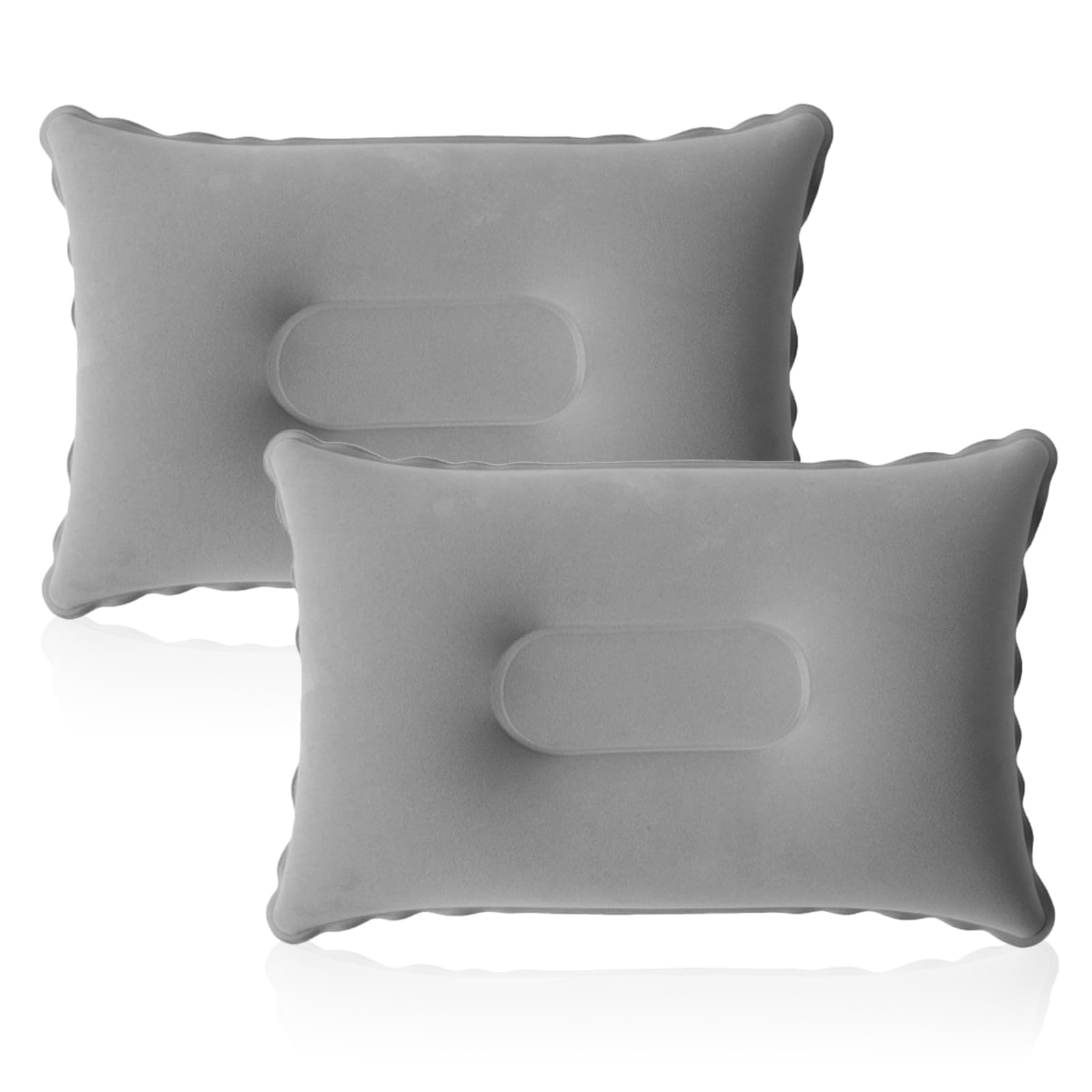 Scdzy Grey 2 Pcs Inflatable Pillows For Camping, Ultralight Compact Blow Up Pillow For Travel Outdoor Pillow Soft Flocked Surface Portable Compressible Pillows (Grey)