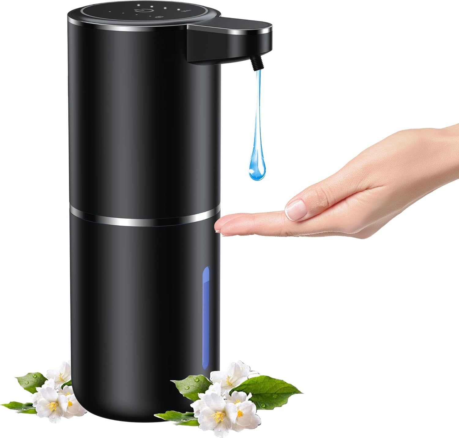 Dispensador automático de jabón líquido sin contacto, dispensador de jabón eléctrico recargable de 13.5 oz12.8 fl oz, 4+1 nivel ajustable, 1500 mAh