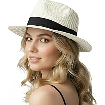 Straw Panama Hat Men Women Fedora Hats Wide Brim Beach Hats UPF50+