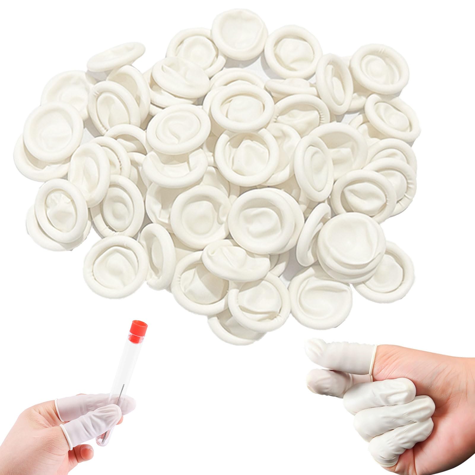 100PCS Doigtiers en Latex, Doigts de Protection imperméables du Bout des Doigts,Doigtier Silicone pour Doigt,Doigts de Protection contre les blessures aux Doigts, Doigts imperméables pour Tatouage.