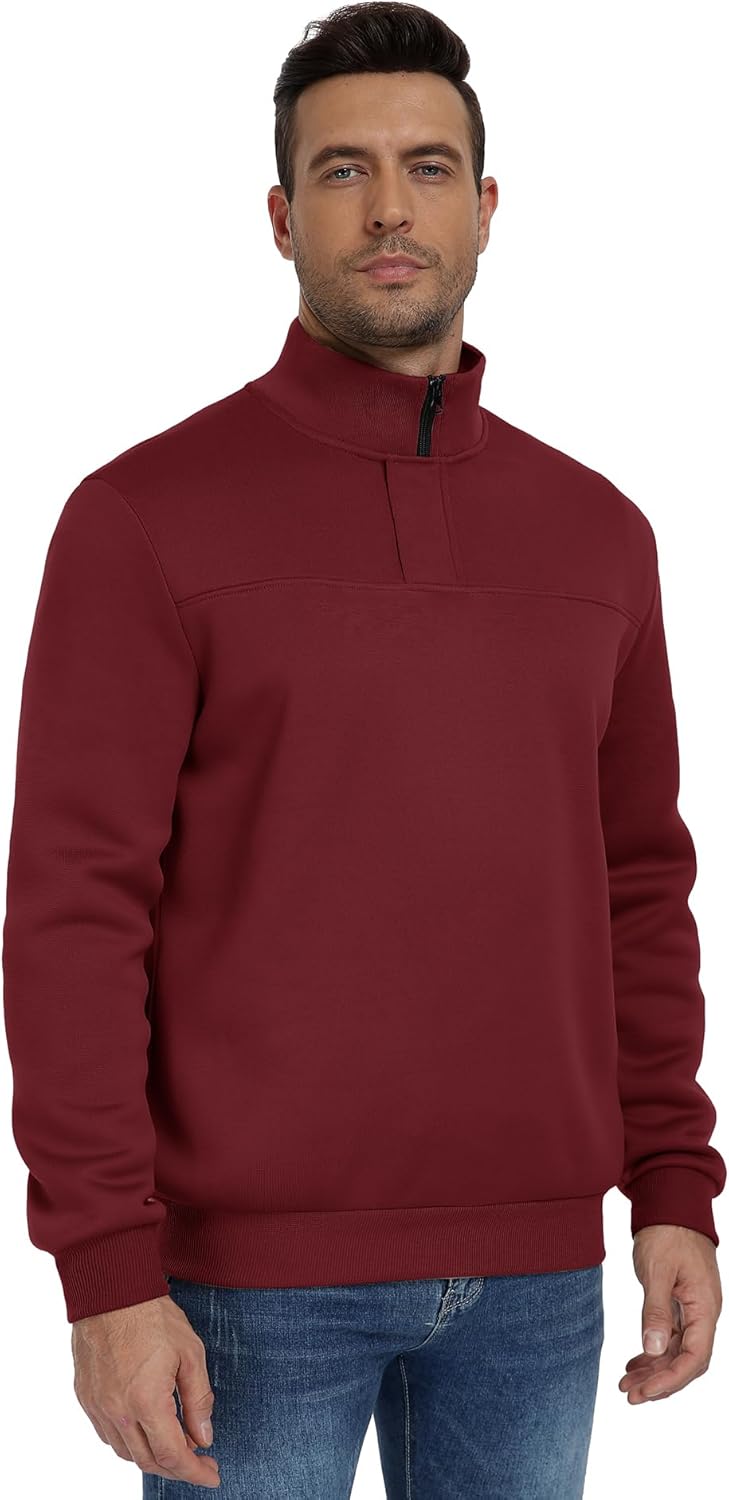 ZITY Mens Quarter Zip Pullover Fleece Lined Long Sleeve Casual Sweatshirts with Side Pockets - Image 3