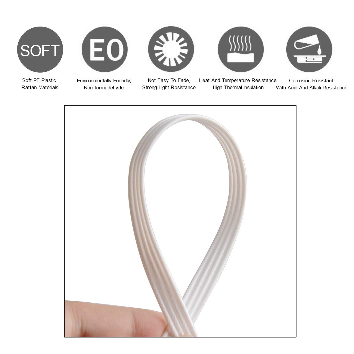 YebiO 500G (70M) Gradientowe Płaskie Tkanie Rattanu, Szerokość 8Mm Syntetyczny Rattan Naprawa Dzianina Materiał Plastikowy Rattan Dla Majsterkowiczów Handmadeniture Krzesło Kosz Stołowy/White 02