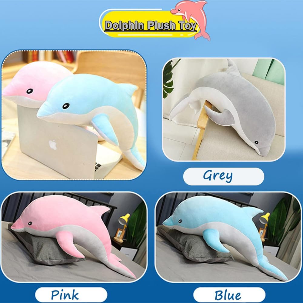 Tikwisdom Dolphin Stuffed Animal Plush Pillow, Super Soft Doll, Marine Animal Plush Toys Kids Sleeping Pad Gift. (Pink (120cm long)) - Image 4