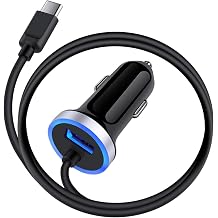 3.4A Fast Charging Car Charger for Samsung Galaxy A50 A20 A51 A70 A71 S21 Ultra S20+ A21 A10E S10E S9 S8 Note 20 10+ 9 8, LG G8X G7 Q7+ V50 ThinQ Stylo 6/5/4 USB Car Adapter 3ft Type C Charging Cable