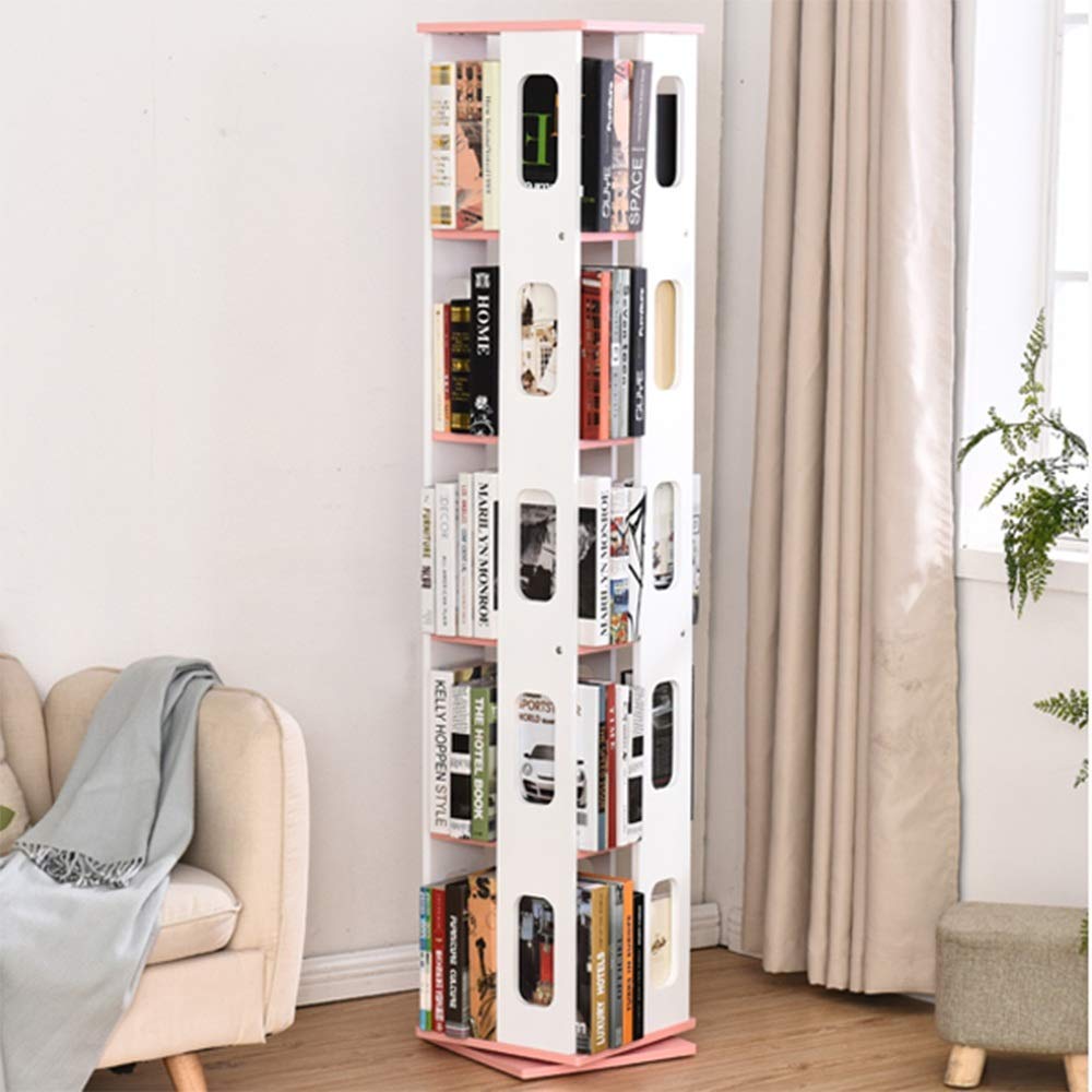 Étagère pivotante 360 d'angle MU de grande capacité 5 niveaux meuble de rangement blanc rose
