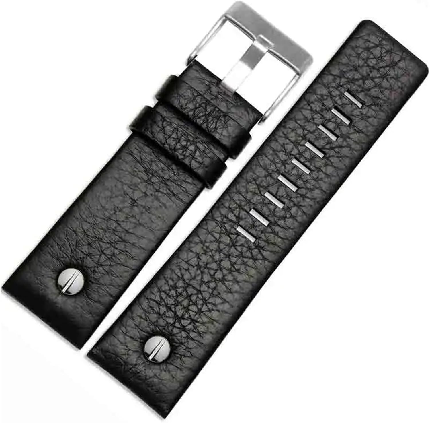HuanJ Mode Koeienhuid Horlogeband Met Klinknagel Riem Armband Compatibel Diesel DZ7313 DZ7333 7322 7257 4318 7348 7334 Vervanging(Black Gold buckle,30mm