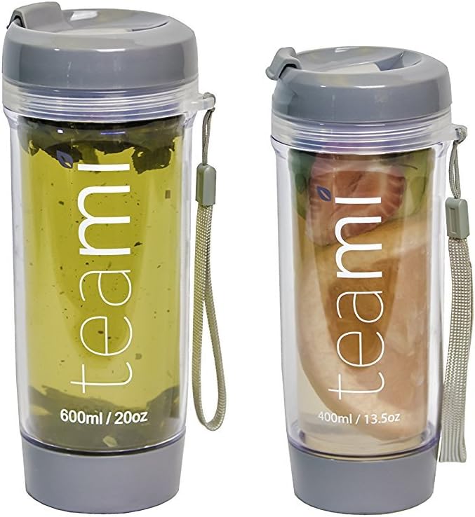 Teami Tea Tumbler Infuser Bottle - Grey, 20 Ounce - BPA FREE - Double Walled Mug, Hot or Cold - Our Best Infusion Bottles for Infused Fruit, Smoothies, Tea, even Coffee