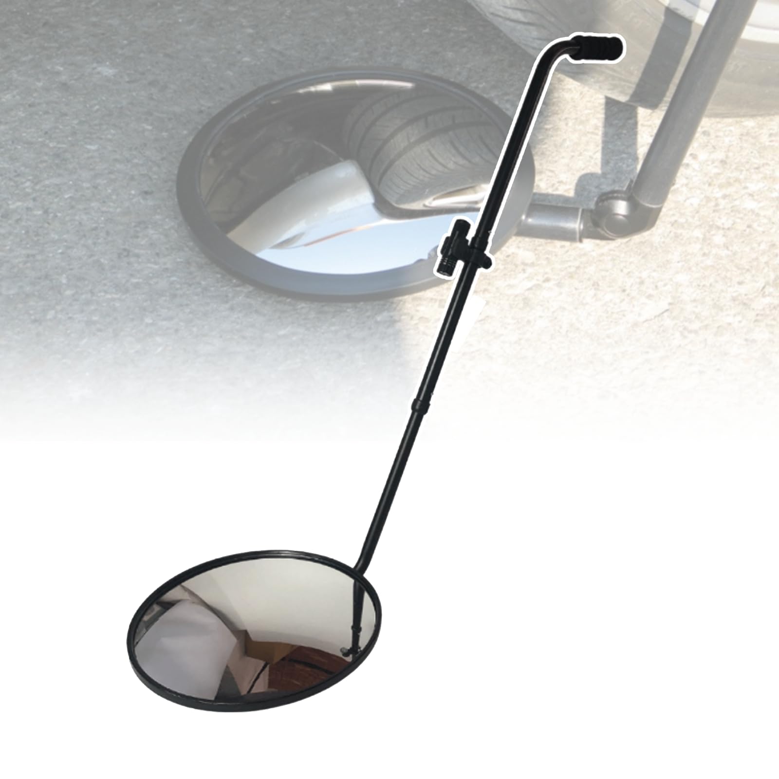 Espejo de inspección de Seguridad para vehículos de 12 Pulgadas, Reflector Convexo acrílico con Mango telescópico de aleación de Aluminio, Linterna LED y Bolsa de Almacenamiento Especial.