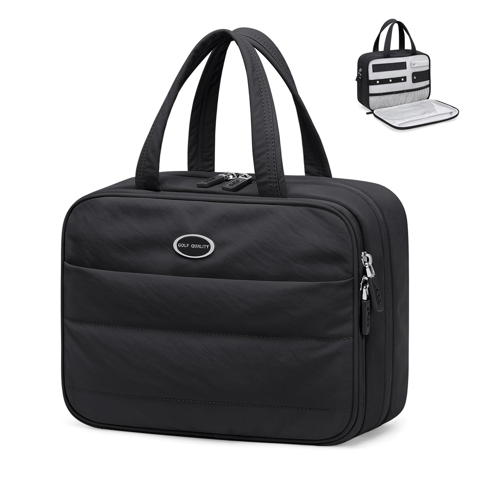 Beauty Case da Donna da Viaggio, Trousse Grande per il Trucco da Appendere, Borsa per Cosmetici da Viaggio con Gancio per Flaconi, Articoli da Toeletta e Makeup, Rose