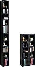 CARO-Möbel CD DVD Blueray Regal Chart in Schwarz – Zweiteiliges Medienregal, Aufbewahrung, CD-Ständer mit 10 Fächern für bis zu 160 CDs, 20x187 cm (B x H)
