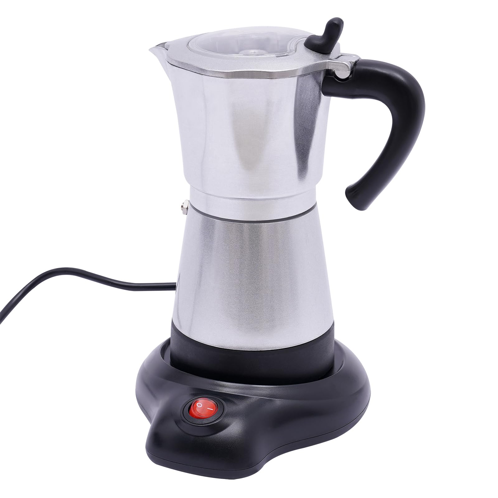6 tazas Cafetera espresso eléctrica pequeña cafetera italiana pequeña, 300 ml, inducción, cafetera espresso eléctrica (plata)