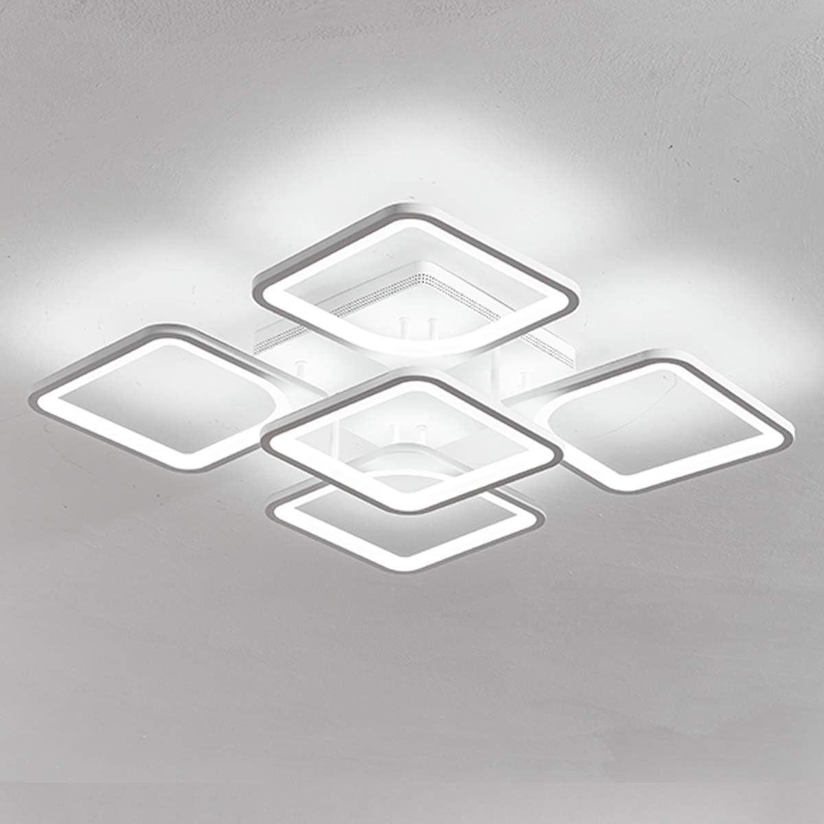 Jaycomey Modern Ceiling Light,LED Chandelier Flush Mount,Square Shape White Ceiling Light for Living Room Bedroom,72W/Cool White