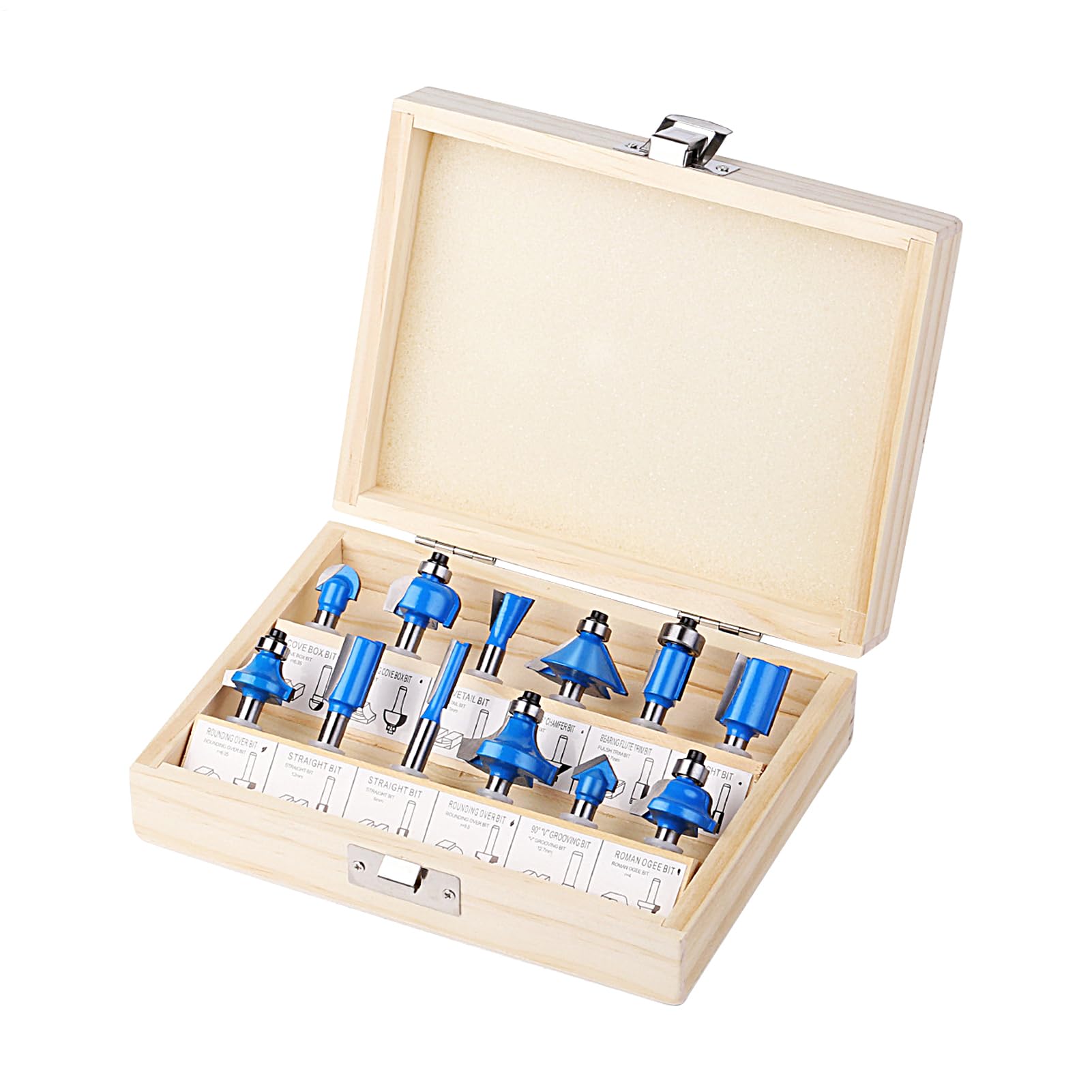 Set di punte per fresatrice, set di punte per fresa in lega da 12 pezzi con scatola portaoggetti, punte per fresa per la lavorazione del legno da 6,35 mm - per mobili lavorazione del legno per la
