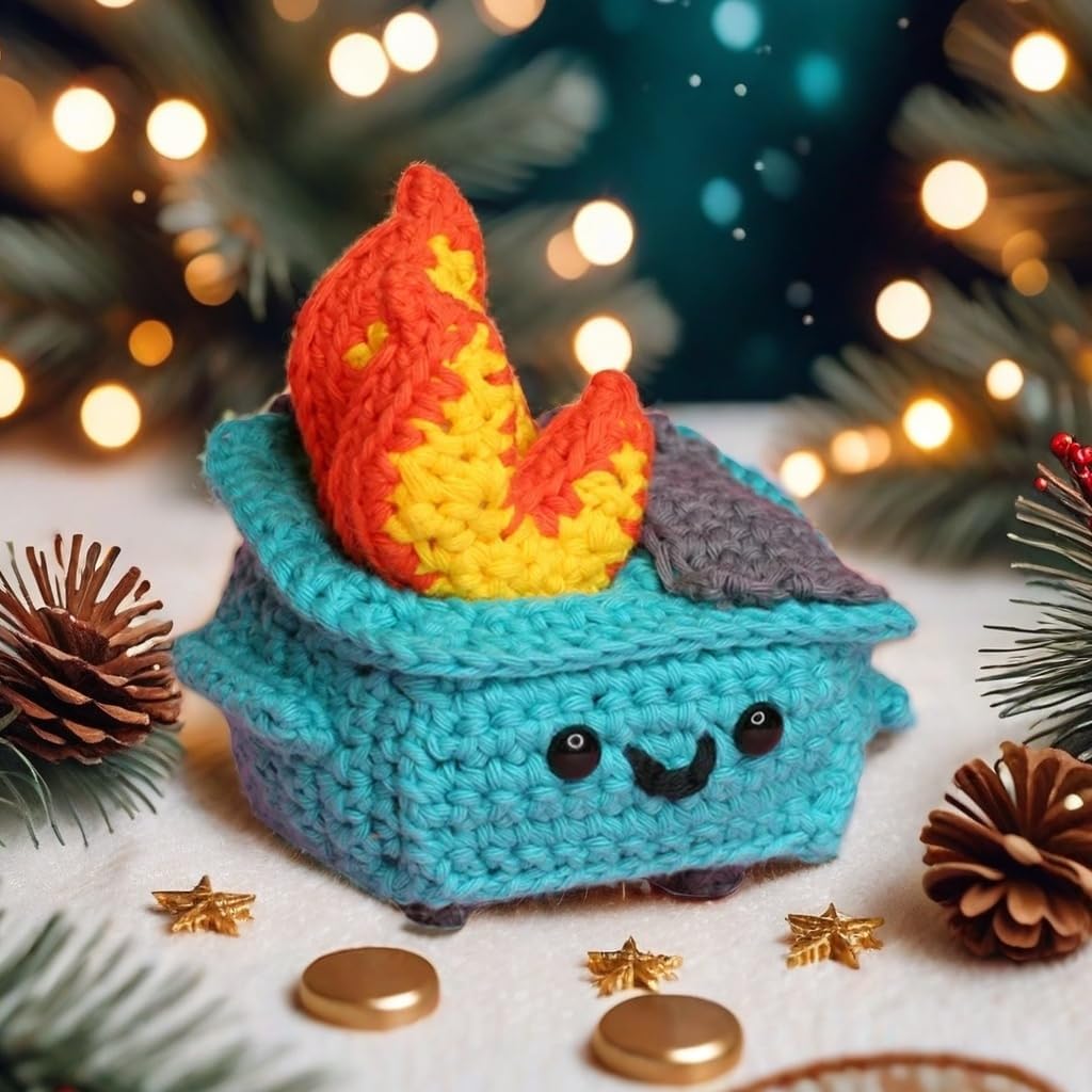 Crochet Dumpster Fire - Emotional Support Dumpster, Handmade Positive Crochet Dumpster Fire, Christmas Dumpster Fire Knitting Toy, Emotion Dolls Heartfelt Thank You Gift (3pcs)