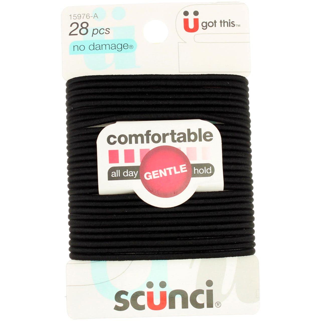 Scunci No Damage Hair Elastics, Medium, Black 28 ea (Pack of 10)