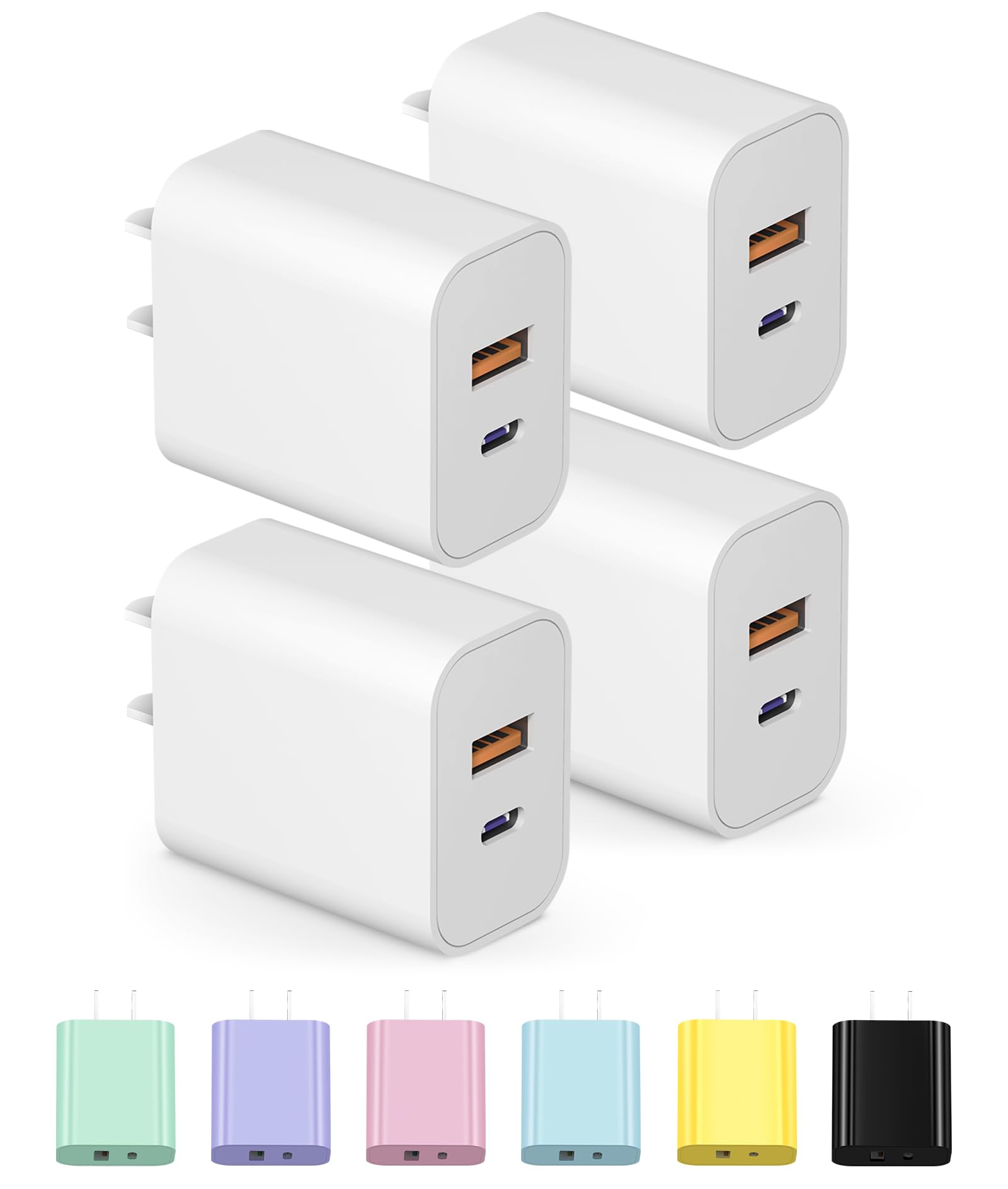 Photo 1 of [4 Pack] USB C Charger Block Charging Block Type C Charger 20W Wall Chargers for iPhone Air/17/17 Plus/17 Pro/17 Max/16/16 Plus/16 Pro Max/15/15 Pro Max/14/13/12/Samsung/Android