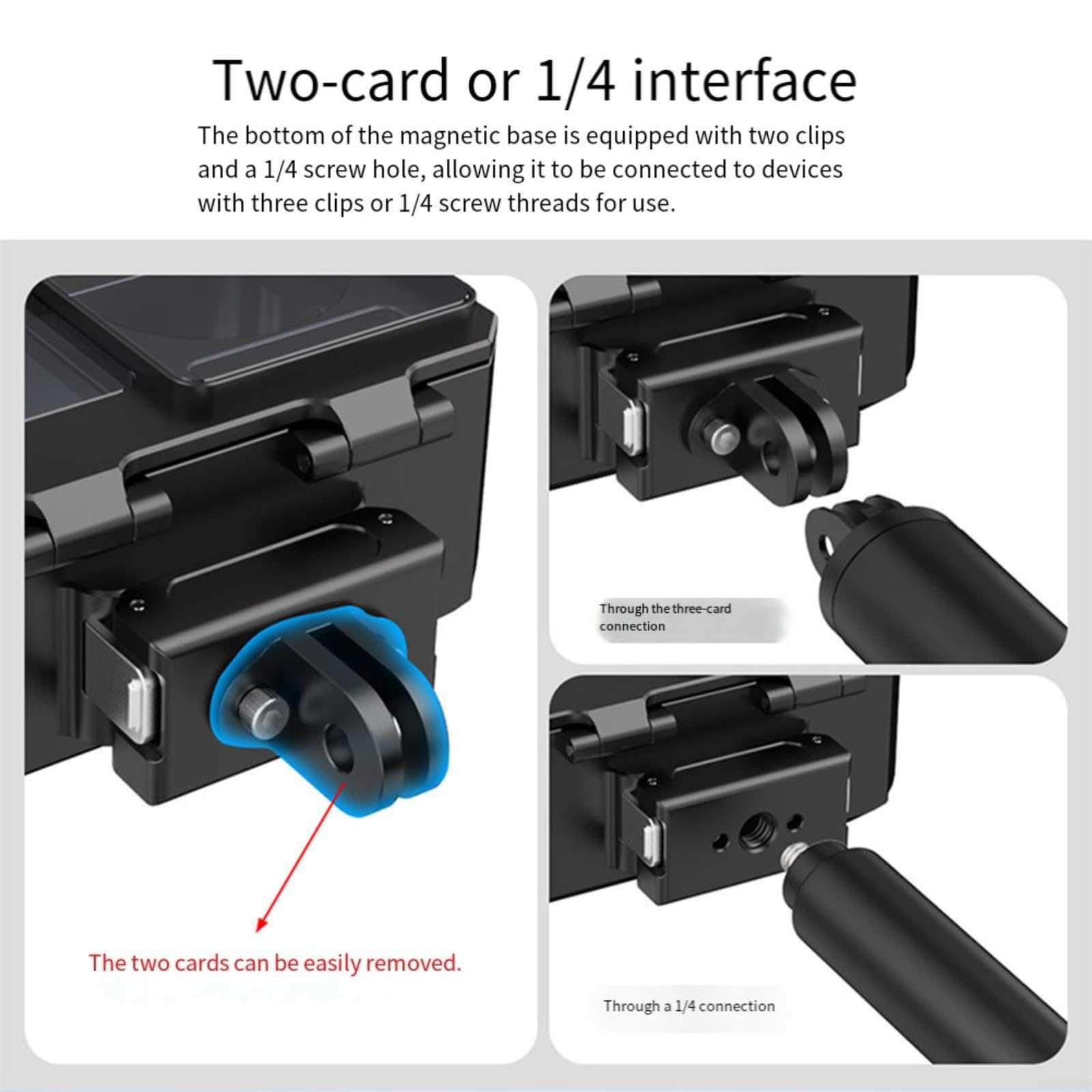 Metall-Tauchgehäuse Für DJI Action 5 Pro/4/3, 80M Wasserdicht Mit EPDM-Dichtung, Transparente Glaslinse, Kalt­schuh Magnetischer Schnellhalterung Für Horizontale/vertikale Aufnahmen(Black2)