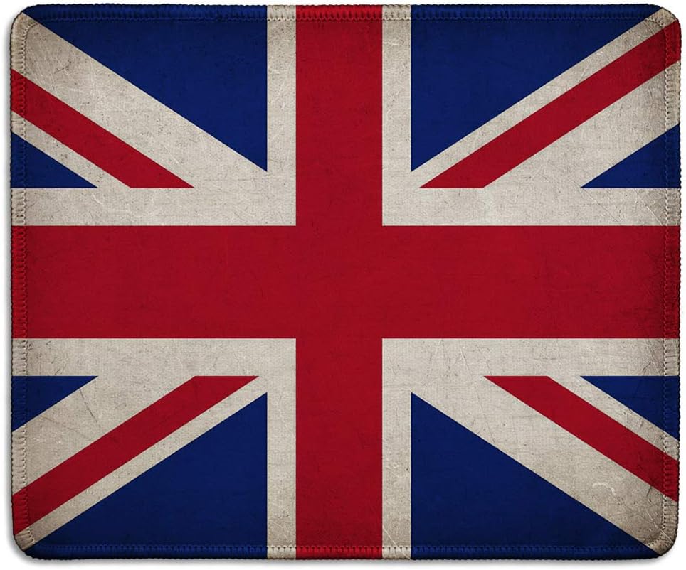 dealzEpic - Art Mousepad - Union Jack British Flag Mouse Pad Printed with Vintage Grunge UK Flag - Stitched Edges - 9.5x7.9 inches