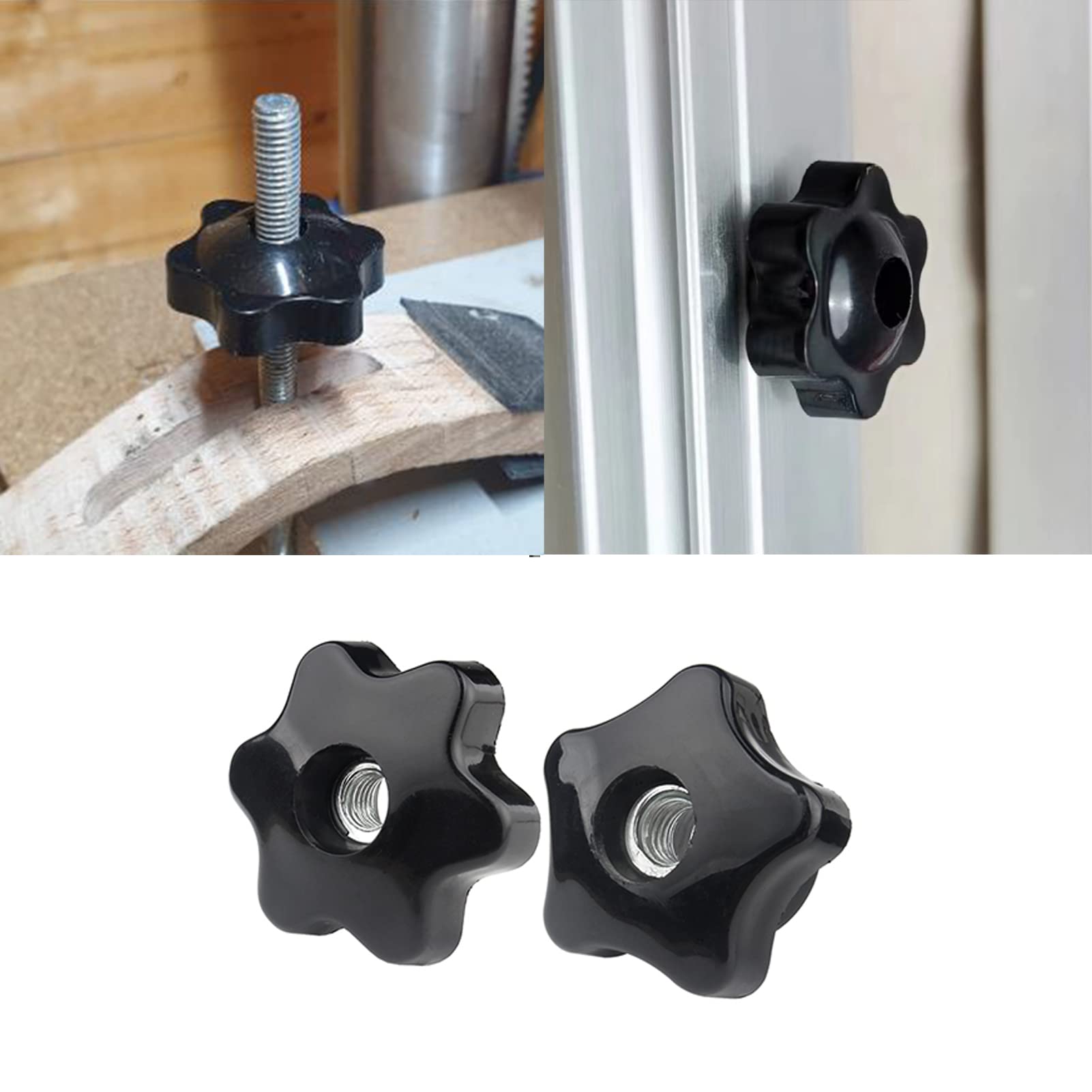 Stella Dadi con manico - Dadi di serraggio Plastica Zigrinato Manopole Attraverso il foro Thread interno Pentagono Esagonale Impugnature Dadi M6 M8 M10 M12 M14 M16