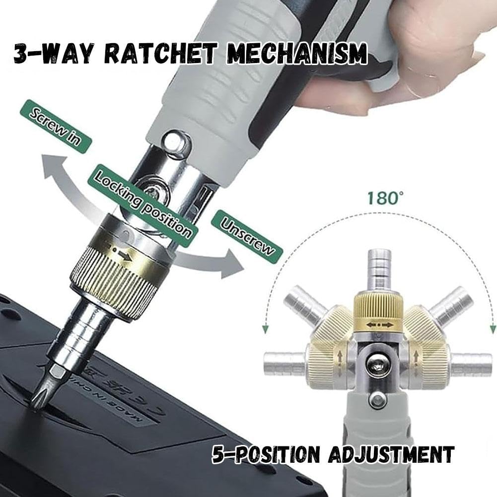 16-in-1 Multi Screwdriver Set, Multi Angles Electric Screwdrivers Gun with Magnetic Bit, Ratchet Screwdriver Set with 14 Screwdrive-r Bits,Manual Screwdrivers Cordless,Ergonomic Tool for Home,DIY(Oran
