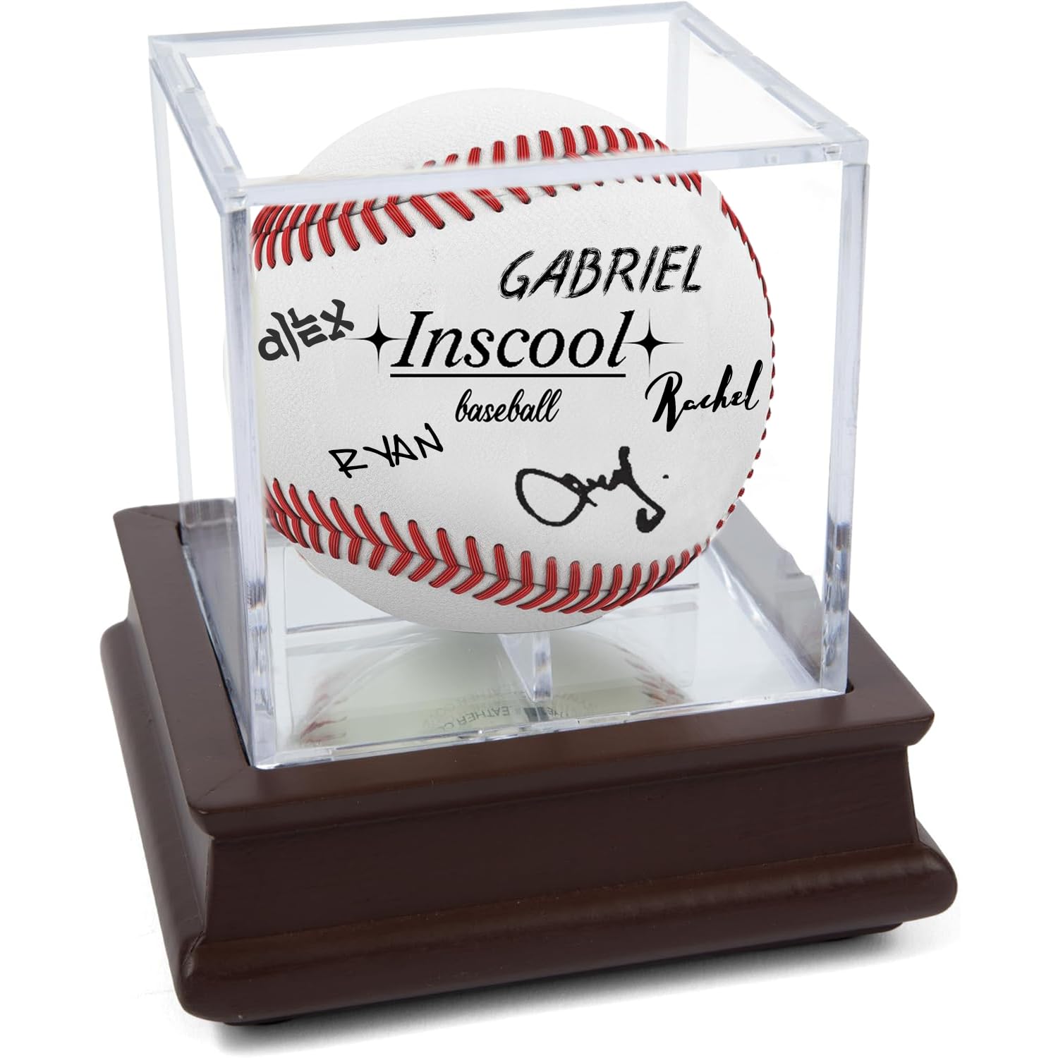 Baseball Display Case with Mirrored Wooden Base Acrylic Cube