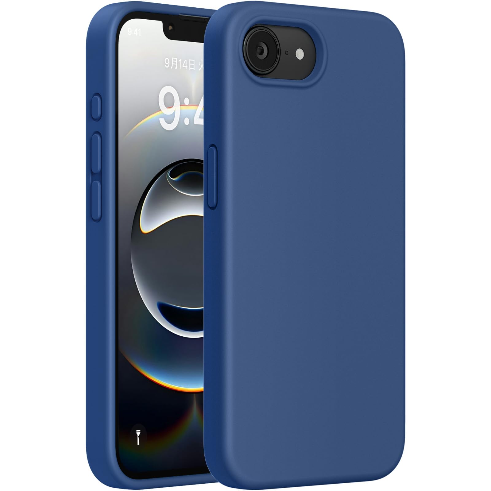 miracase Compatible with iPhone 16e Case/iPhone 17e Case, [Soft Anti-Scratch Microfiber Lining], Liquid Silicone Shockproof Drop Protection Phone Case for iPhone 16e/17e (Glass Blue)
