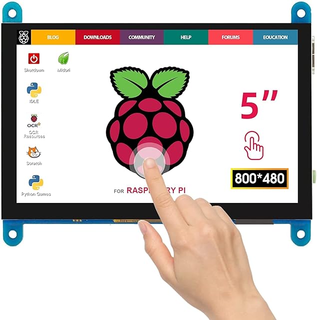 ELECROW Raspberry Pi Screen, Touch Screen Monitor 5 Inch HDMI Screen Display 800x480 Compatible with Raspberry Pi 4 3B+ 3B 2B BB Black Banana Pi Windows 10 8 7