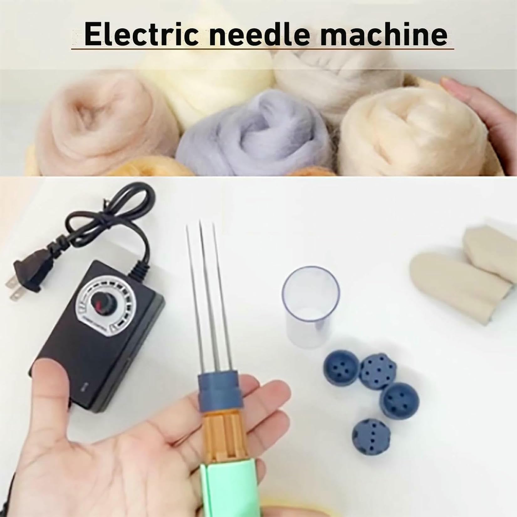 Elektryczny zestaw igieł do filcowania, elektryczne narzędzie do filcowania wełny, zestaw rzemieślniczy z filcu wełnianego dla dorosłych, skok 2 cm, łatwa wymiana igły, przezroczysta powłoka