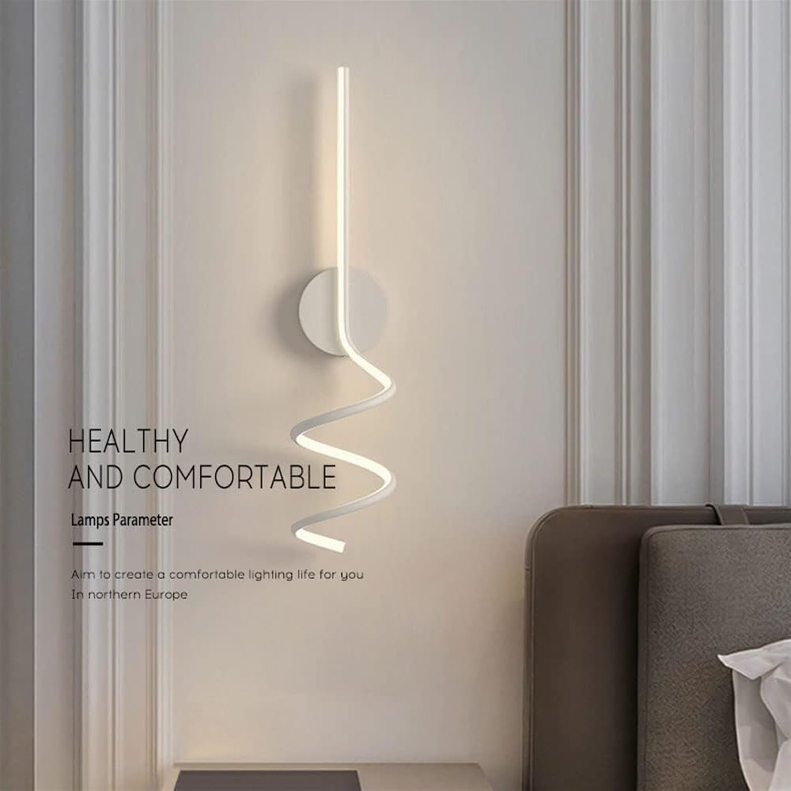CMBSSTFC Minimalistyczna spiralna ścienna Wewnętrzne lampy liniowe, 26W LED Zagłówek Montaż oświetlenia Wystrój salonu montowana, Przedpokój Sypialnia Lampki nocne