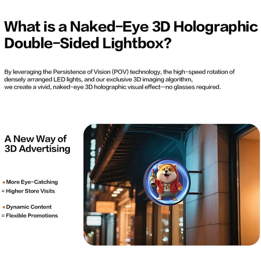 3D Hologramm Lüfter LED Anzeige, Doppelseitiger Holografischer Projektor mit Smart App Steuerung, Unterstützt MP4, AVI, RMVB, GIF, JPG, MPEG Formate, Ideal für Business Werbung