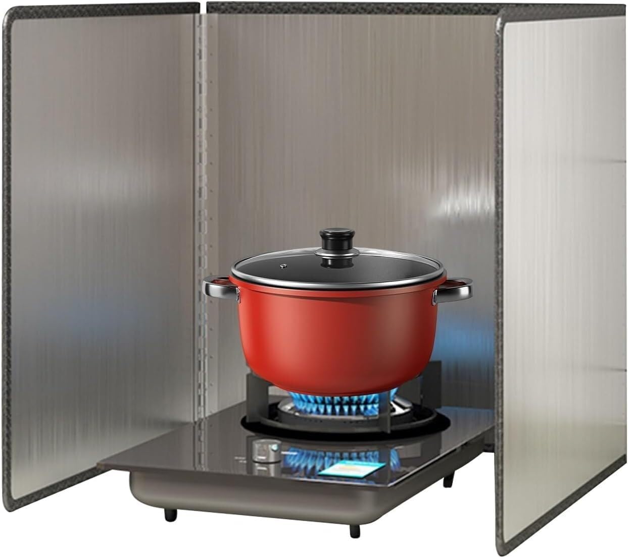 Stainless Steel Oil Splatter Guard, 4 Sided for Frying, Nonstick Cooktop Baffle, Grease Screen for Kitchen Insulation