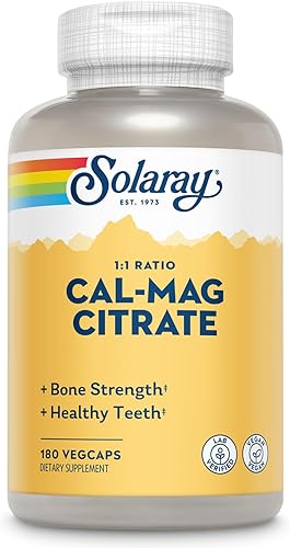 Miniatura 6 de Solaray Citrato de calcio y magnesio de 1000 mg de relación 11, suplemento de fuerza ósea, músculo, sistema nervioso y apoyo a la salud ósea,