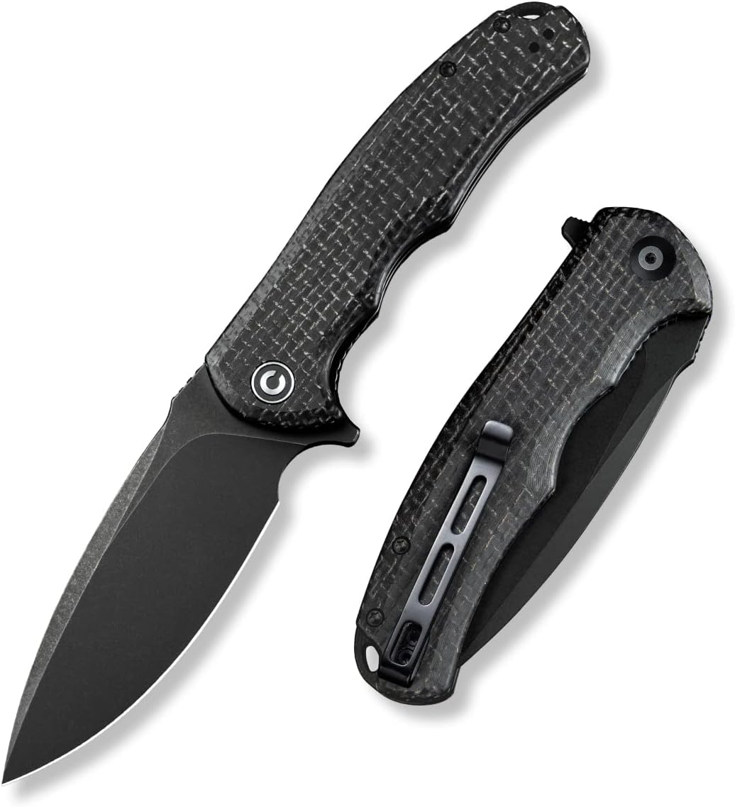 Folding Pocket Knife- Praxis Flipper Liner Lock Knife, 3.75" Black Stonewashed Blade with Micarta Handles, Reversible Clip for Everyday Carry Outdoor Use C803G