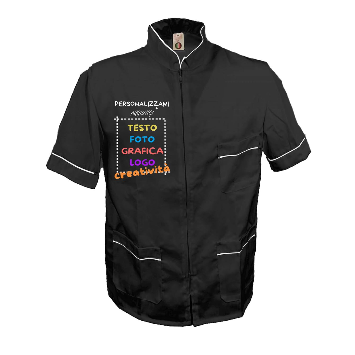 fratelliditalia.org Camice giacca casacca da uomo collo coreana mezza manica taglie da S a XXL Personalizzazione inclusa made in italy