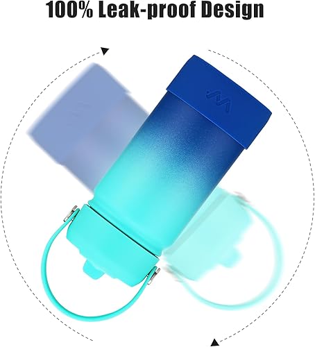 Miniatura 4 de WEREWOLVES Botella de agua para niños con tapa con popote, correa para el hombro y bota, acero inoxidable aislado, botellas de agua de metal