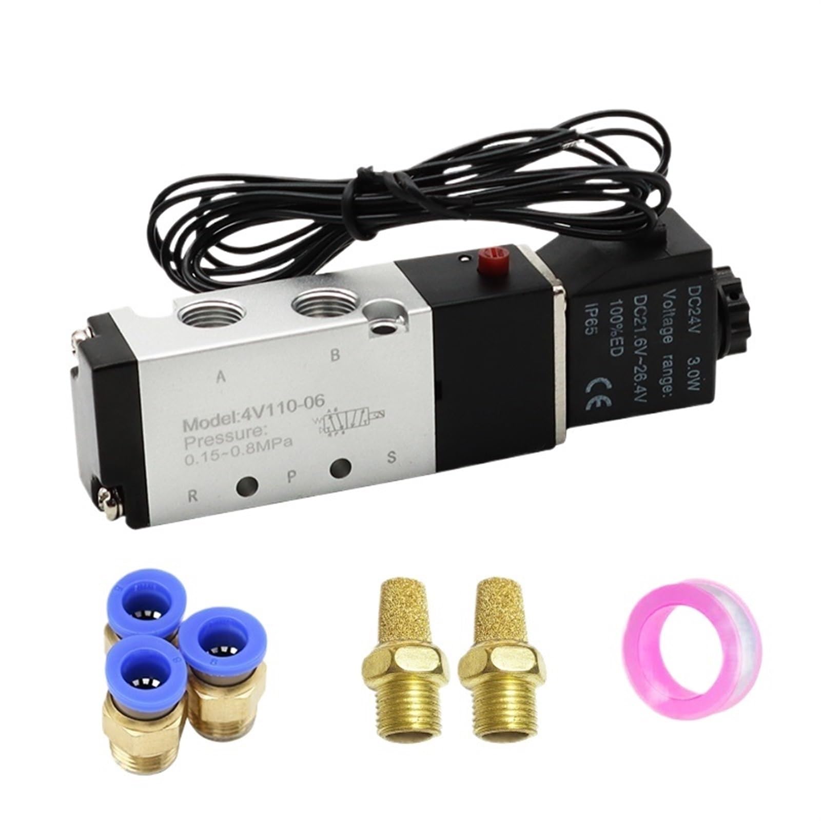 Distributeur pneumatique 5/2 voies 4V110-06 1/8 pouce électrovanne DC24V