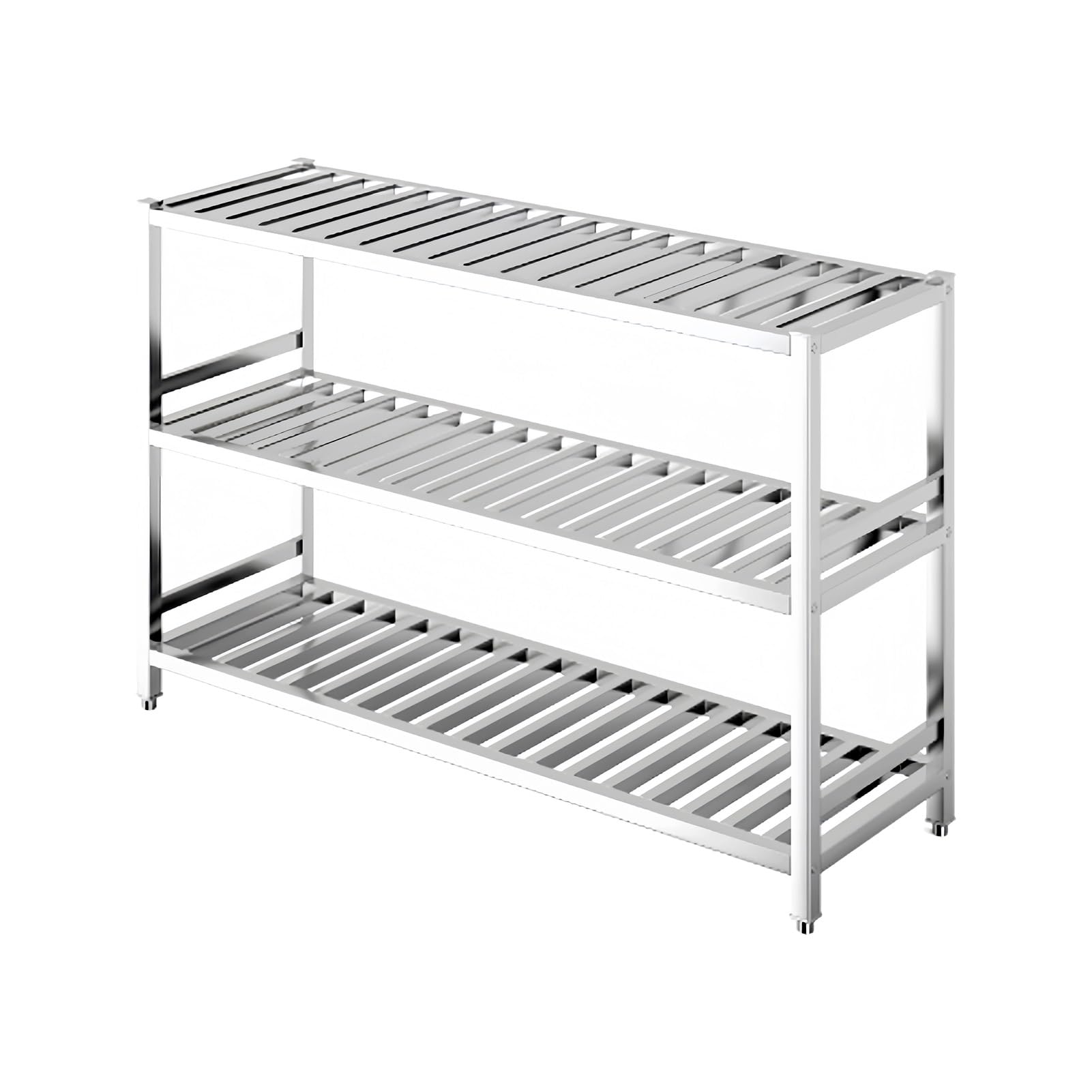 Scaffali commerciali a 3 ripiani in acciaio inox, altezza regolabile, per cucina, dispensa e lavanderia, scaffalatura resistente (150 x 60 x 100 cm)