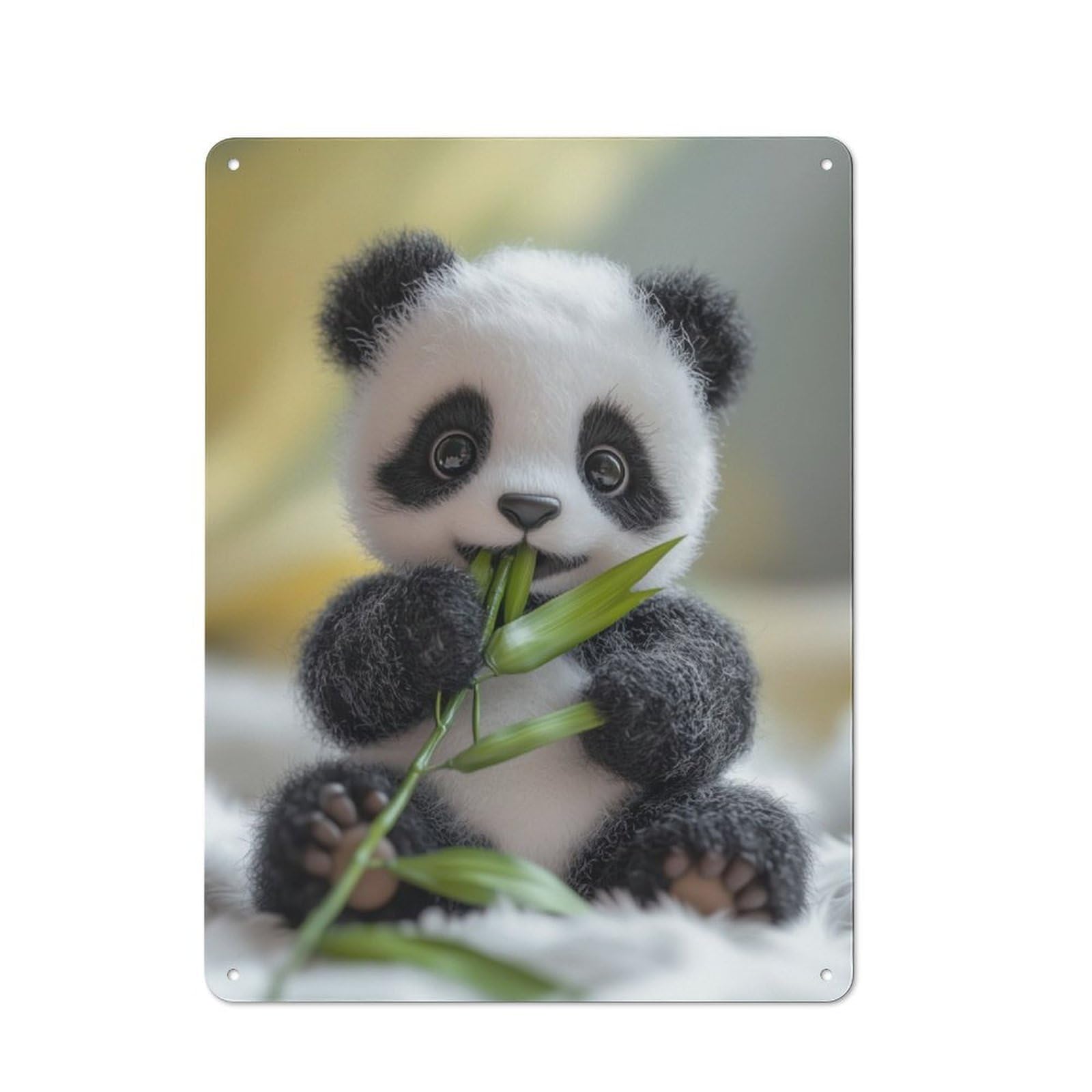 Junmoney Cute Baby Panda Eating Bamboo Retro Tin Wall Plaque 40X30cm Featuring For Garage Wall, New Home Wall Decor For People Furnishing A Garage