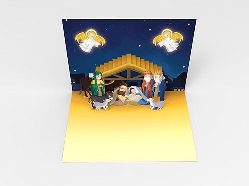 Miniatura 5 de DTESL Tarjeta de Navidad religiosa desplegable con luz y música, tarjeta de felicitación abierta Reproduce instantáneamente la canción clásica Joy