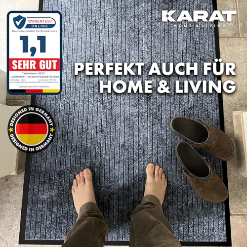 KARAT Schmutzfangmatte Dura - 90 x 120 cm, Anthrazit - Fußmatte mit Rutschfester Rückseite - Türmatte für Eingangsbereich - Fußabtreter, Sauberlaufmatte, Türvorleger