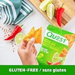 Quest Nutrition Chili Lime Flavour Tortilla Style Protein Chips, High Protein, Baked, Not Fried, Gluten Free, 1g Sugar, 4g Carbs, 8ct