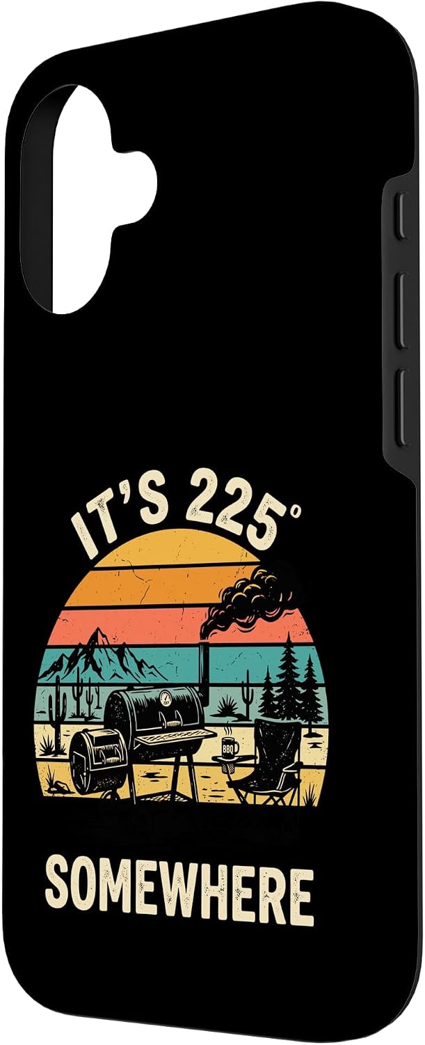 It's 225 Somewhere Funny BBQ Smoker Vintage Sunset Case for iPhone 16 image 2