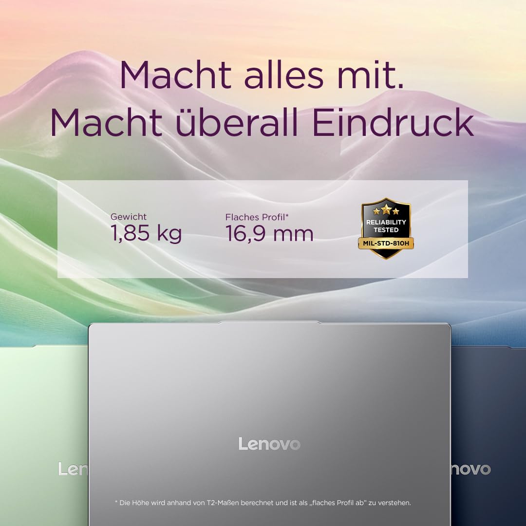 Lenovo IdeaPad Slim 5 Laptop | Copilot+ PC | 16" WUXGA Display | AMD Ryzen AI 5 330 | 512GB SSD | 16GB RAM | AMD Radeon Grafik | QWERTZ | Beleuchtet | Windows 11 | Luna Grau | 3 Monate Premium Care