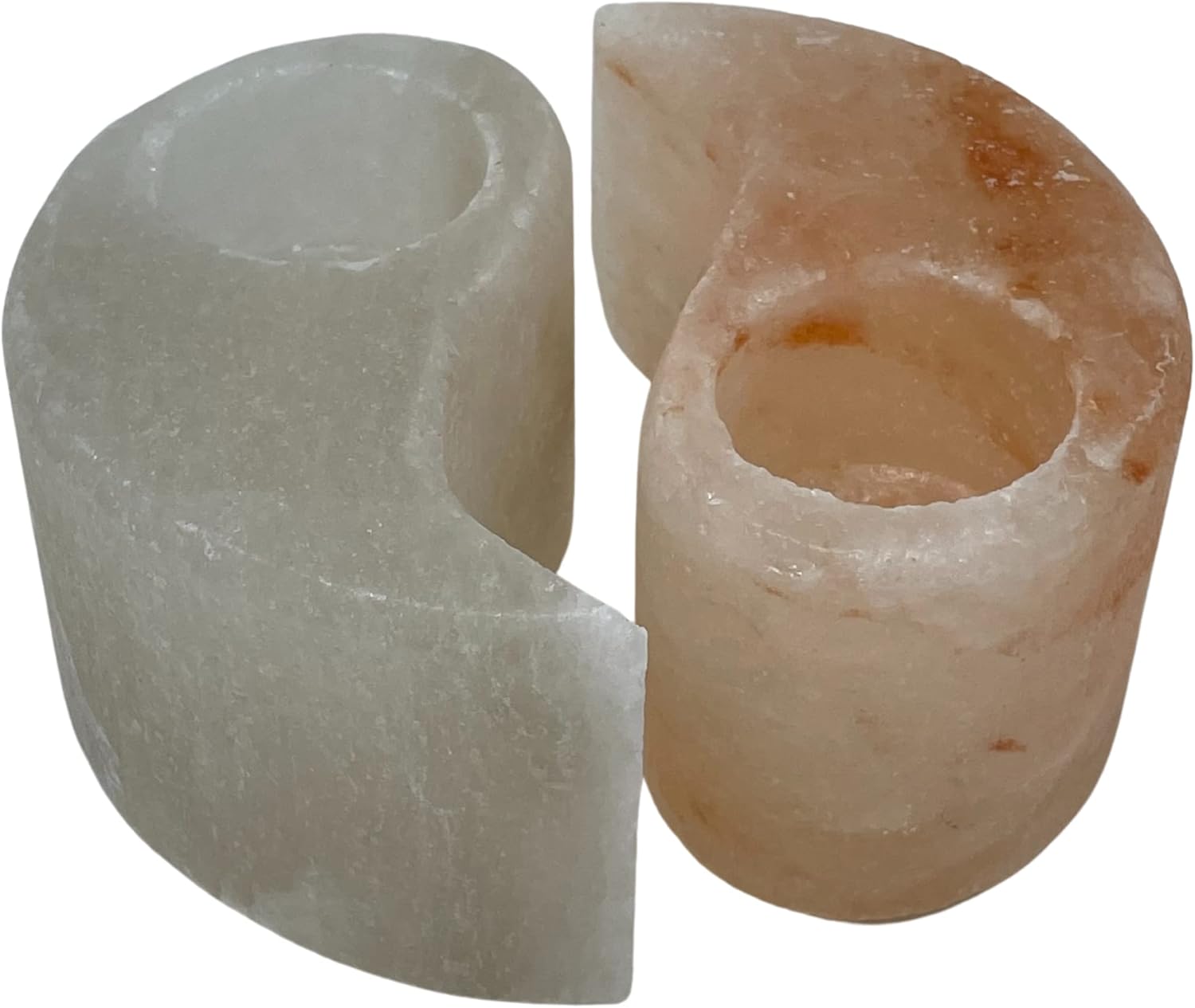 Himalayan Salt Yin-Yang Tealight Candle Holder, Pink & White, Aesthetic & Trendy Home Decor, Unique Gift Ideas