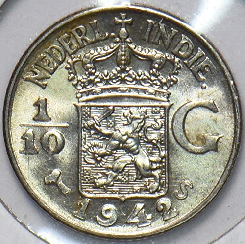 Collectible Coin Netherlands East Indies 1942 1/10 Gulden Lion